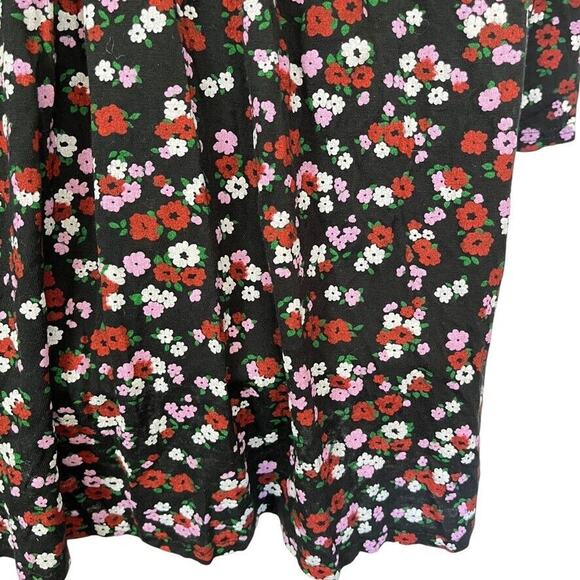 Wednesdays Girl Womens Black Purple Floral Babydoll Long Sleeve V-Neck Dress XS - Picture 11 of 16